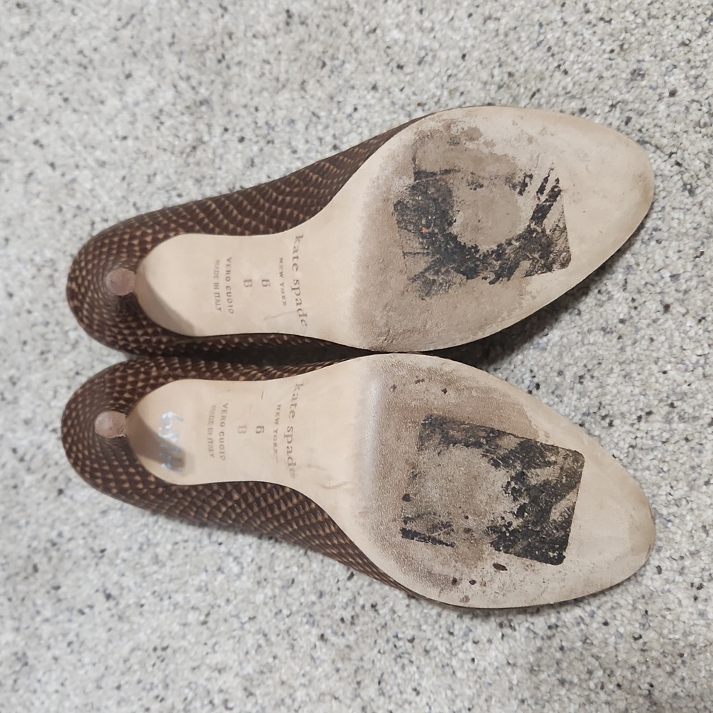 kate spade Brown Textured Snake-Embossed Leather Pumps - Picture 9 of 11